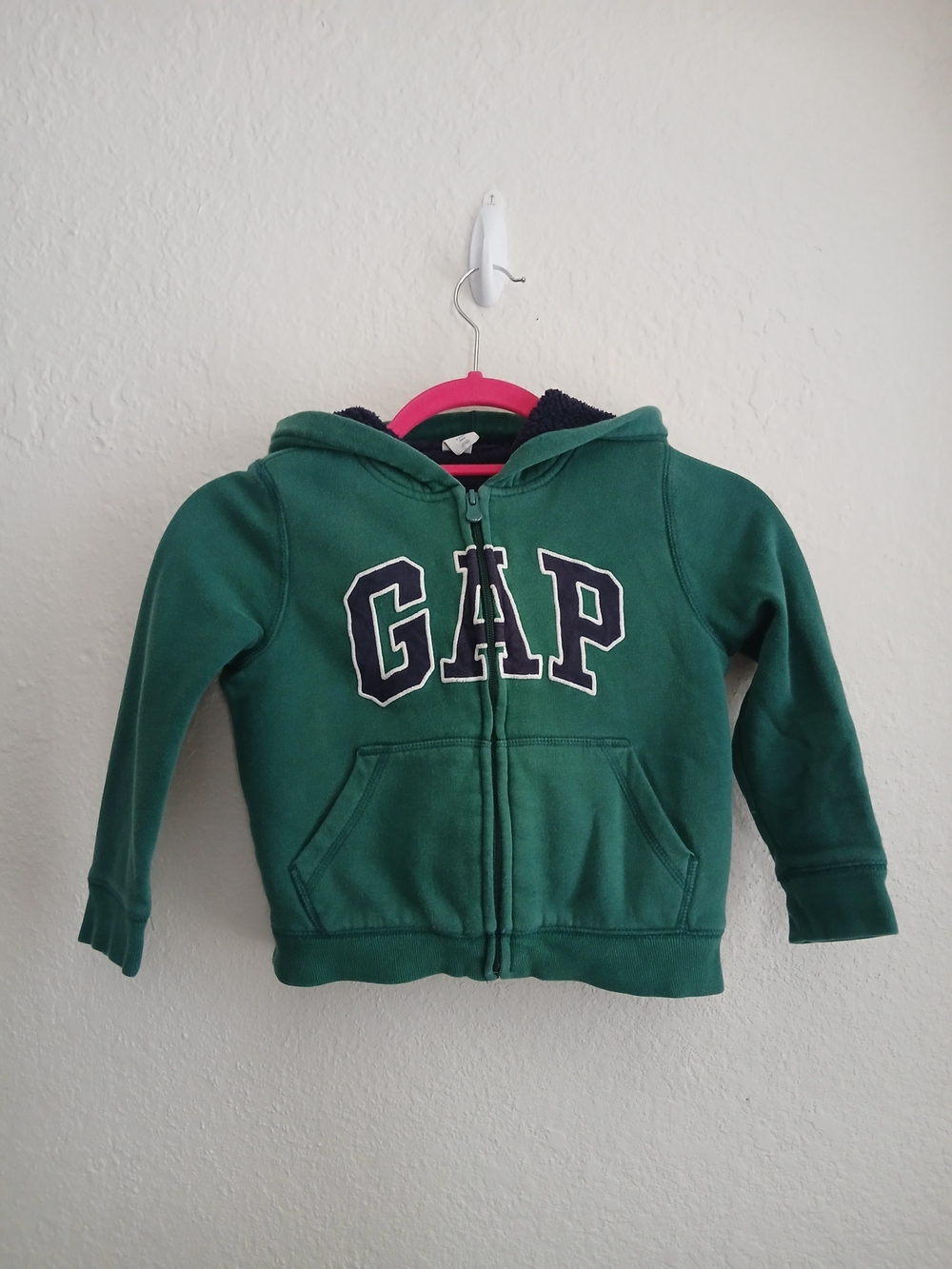 GAP Baby Green Logo Jacket Sherpa Lined Hooded Full Zip 5 Years
